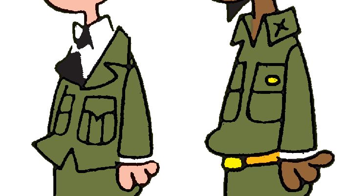 Karaktärerna Fänrik Fjun och Jack Flap i Knasen