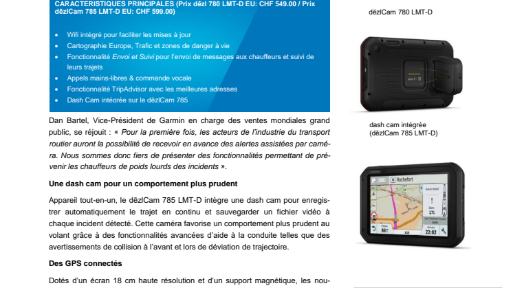 Nouveaux GPS Garmin dēzl : encore plus de fonctionnalités dédiées aux professionnels de la route