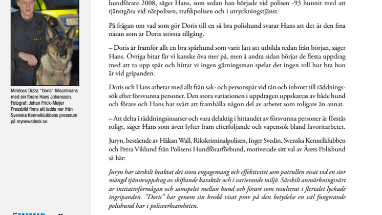 Doris är Årets Polishund 2011!