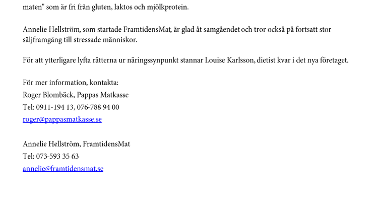 FramtidensMat är Pappas