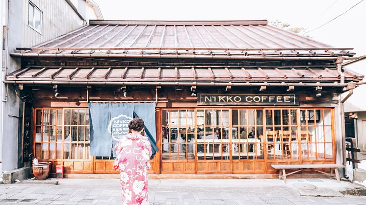 In front of the Nikko Coffee