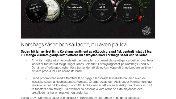 Korshags såser och sallader, nu även på Ica 