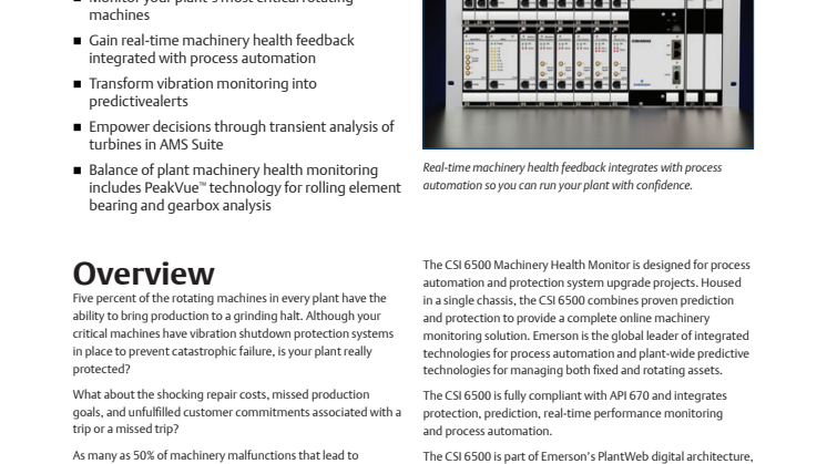 CSI 6500 Machinery Health™ Monitor online vibrationssystem