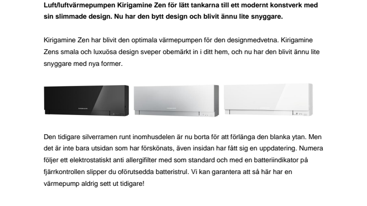 Mitsubishi Electrics designmodell Kirigamine Zen byter utseende