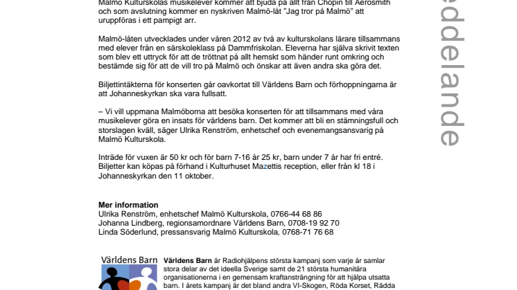 Malmöbarn hjälper världens barn