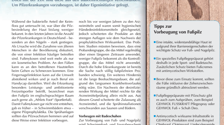 Pilze sammeln? Fußpilzprophylaktika nach wie vor wichtig