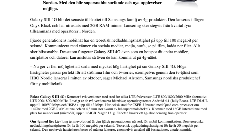 En ny generation: Samsung Galaxy SIII 4G till Norden