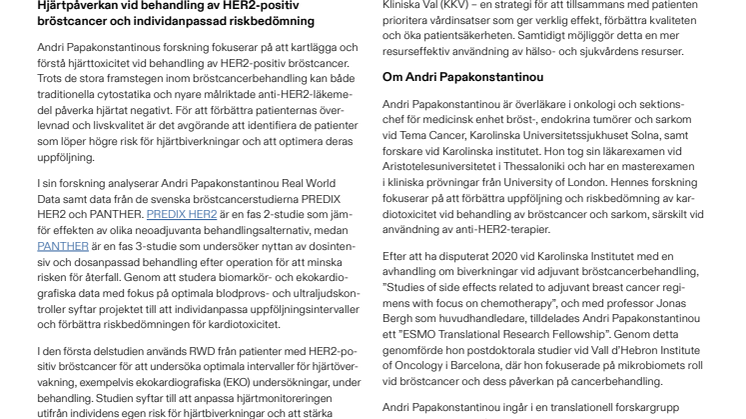Mer om Andri Papakonstantinou – Pfizers och SOFs onkologistipendium