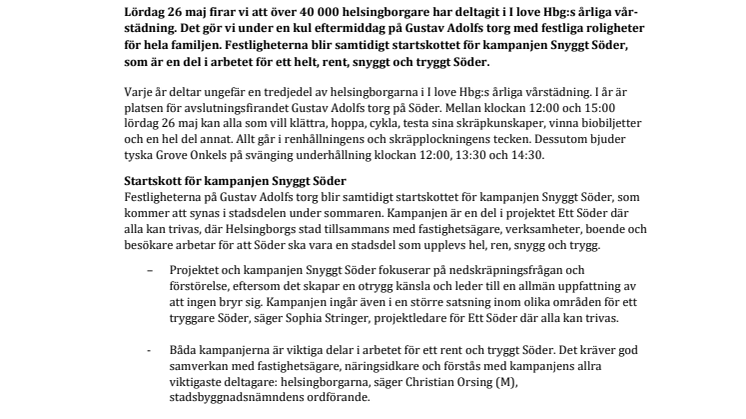Vårstädningsavslutning blir start för Snyggt Söder