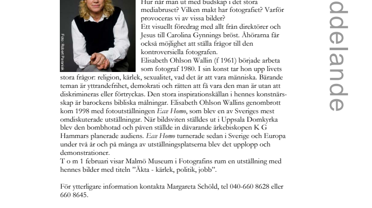 Möt bildkonstnären Elisabeth Ohlson Wallin på Stadsbiblioteket i Malmö 24 jan