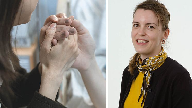 Doktorand Joana Vicente har studerat vilka skillnader det finns mellan kvinnor och män som är yrkesverksamma anhörigvårdare. Foton: Pexels/Pressbild Linnéuniversitetet
