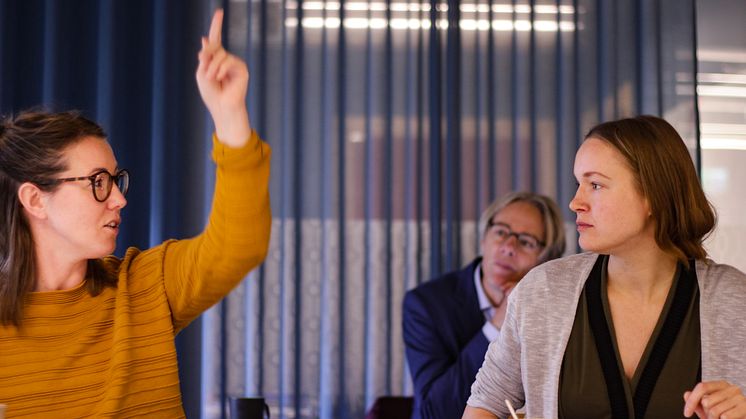 Utbildning i cirkulära affärsmodeller i Skellefteå. På bild: Lisa Nilsson, Coompanion, Michael Jalmby, Esam, och Laura Vidje, Esam.
