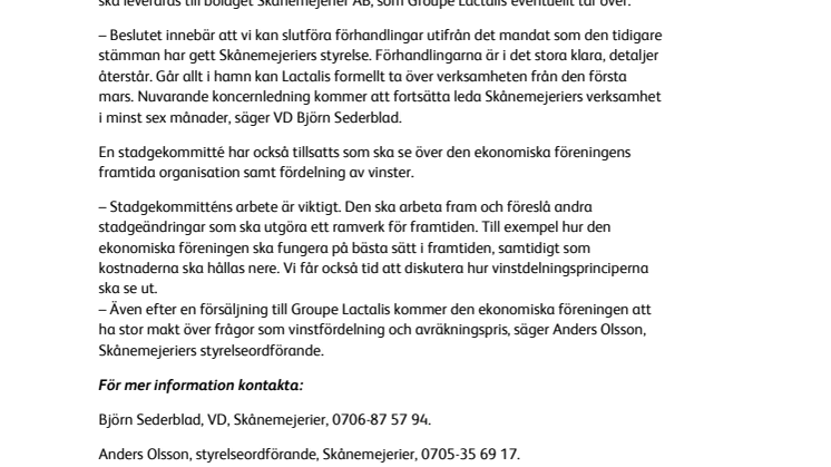 Skånemejerier kan säljas till Lactalis