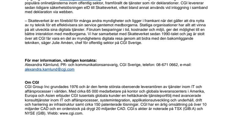 CGI levererar eSignatur till Skatteverket 