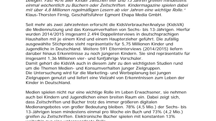 Pressemitteilung - KidsVerbraucherAnalyse 2015