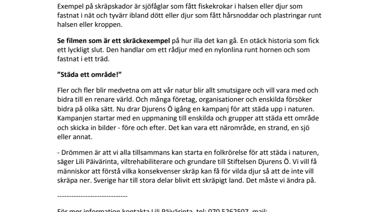 Djurens Ö drar igång skräpkampanj för att städa naturen!