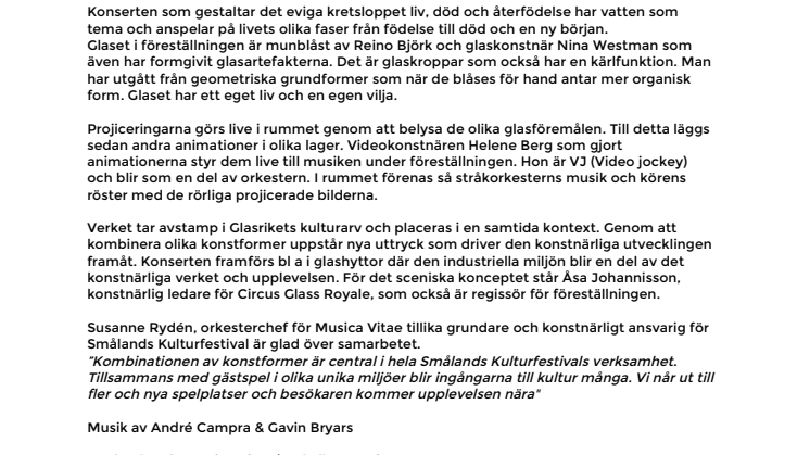 Rekviem – en musikalisk resa i tid och rum och glas.