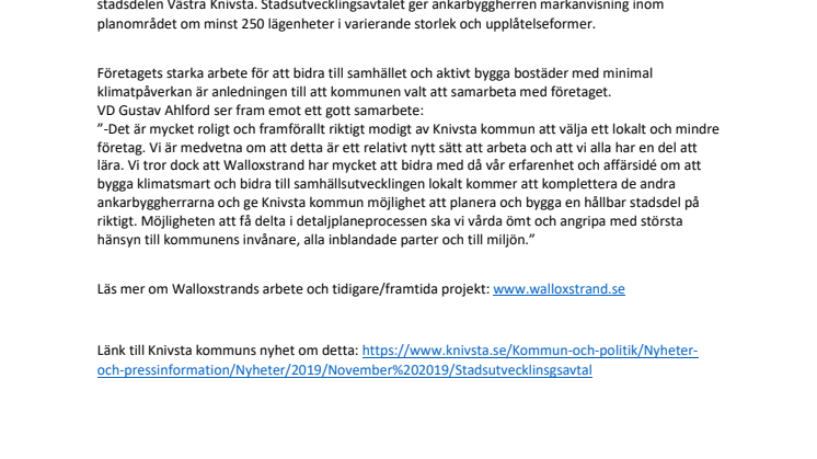 Walloxstrand ankarbyggherre för Västra Knivsta