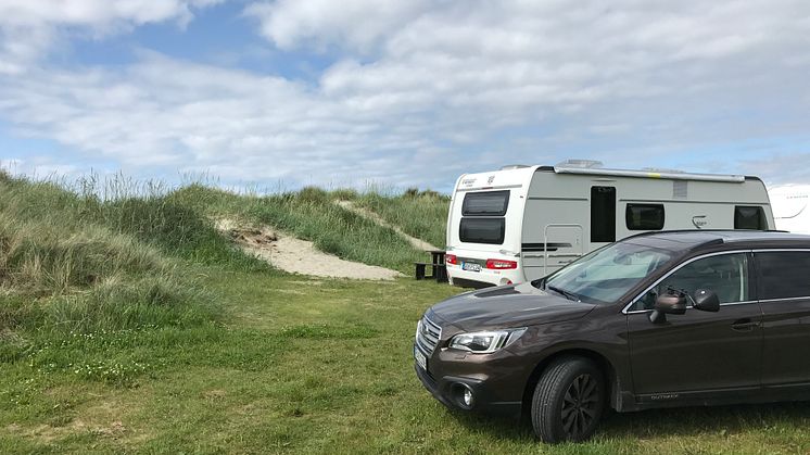 Caravan direkt vor der Düne