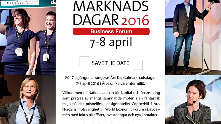 Save the date: Åre Kapitalmarknadsdagar 7-8 april 2016