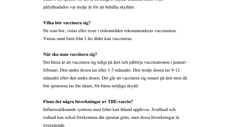 Fästingvaccin – frågor och svar