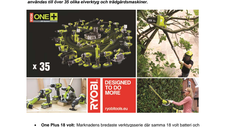 Nå nya höjder med 2 nya trädgårdsmaskiner i RYOBI® One Plus 18 volt serien