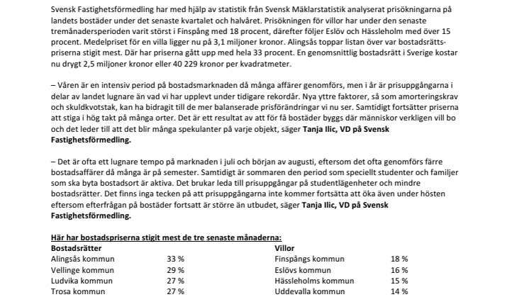Kommentar till Svensk Mäklarstatistik: ”Amorteringskrav och skuldkvotstak ger effekt”