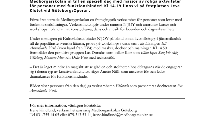 Medborgarskolan vänder sig till funktionshindrade på Göteborgs Kulturkalas