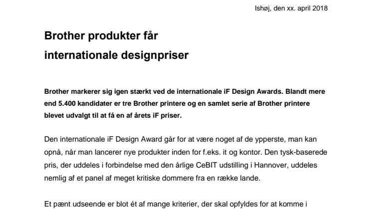 Brother produkter får internationale designpriser