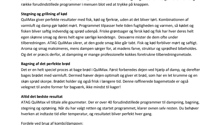 Fuld damp fremad med QuliMax