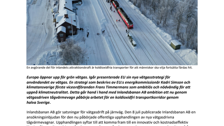 Inlandsbanan AB handlar upp vätgasdrivna tågvärmevagnar 