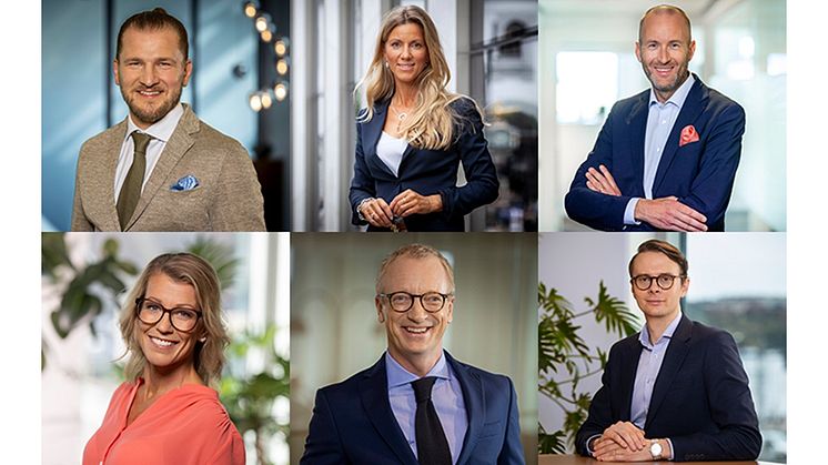 Från vänster, övre raden: Martin Almblad, Fam Evaldsson, Andreas Jonson. Från vänster, nedre raden: Charlotte Åsberg, Urban Lavesson, Niklas Lindberg.
