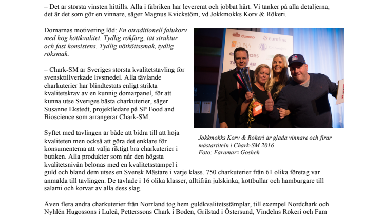 Chark-SM 2016 avgjort: Sveriges bästa falukorv kommer från Jokkmokk