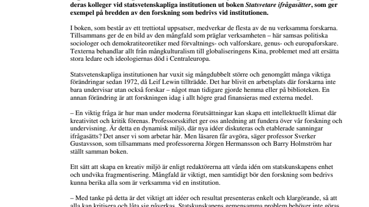 Statsvetare ifrågasätter