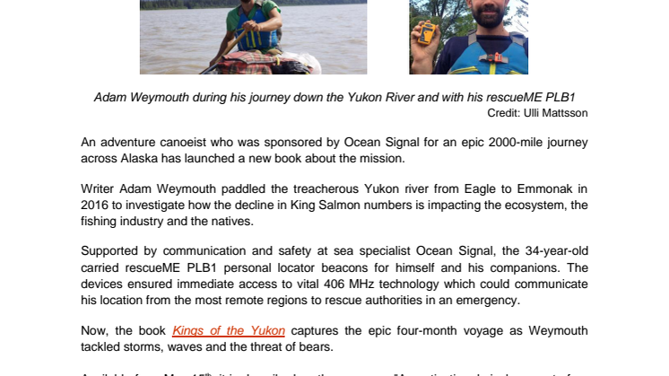 Ocean Signal-Backed Canoeist  Launches Book Following Alaska Mission