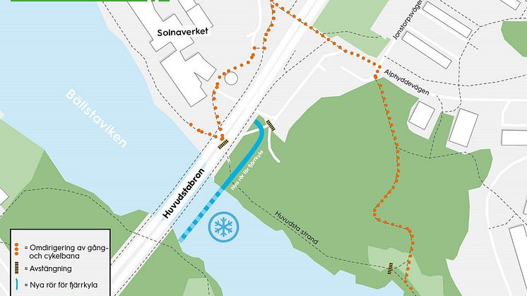 Omdirigering av gång- och cykelbana vid Solna strand