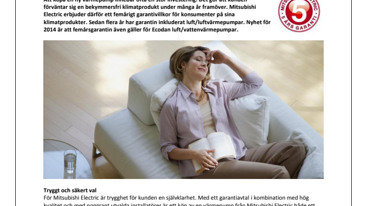 Trygga affärer med Mitsubishi Electric - Hela fem års garanti!