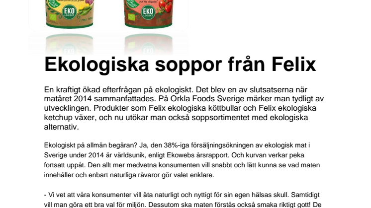 Ekologiska soppor från Felix