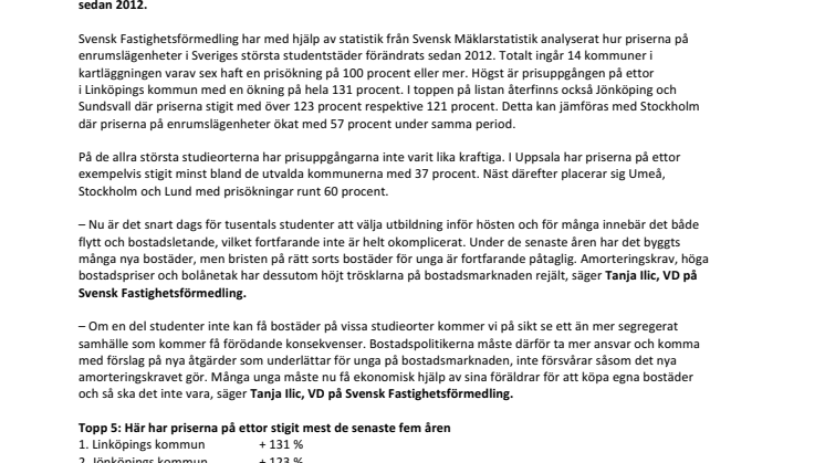 Ny kartläggning visar: Här har studentlägenheterna ökat mest i pris
