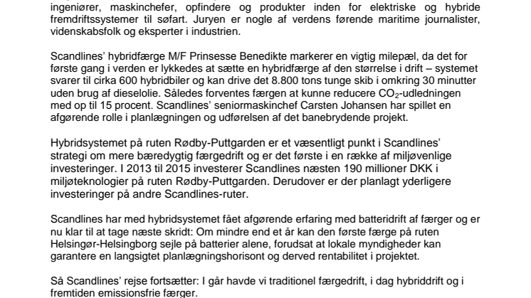 Scandlines’ hybridsystem præmieres igen