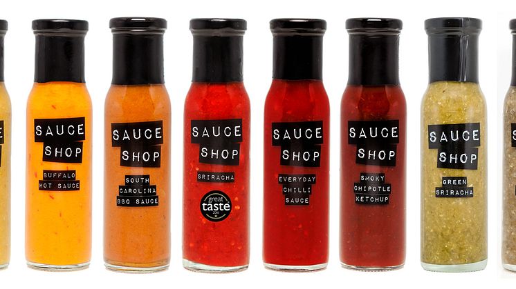Påfyllning i Sauces Shops kryddiga sortiment