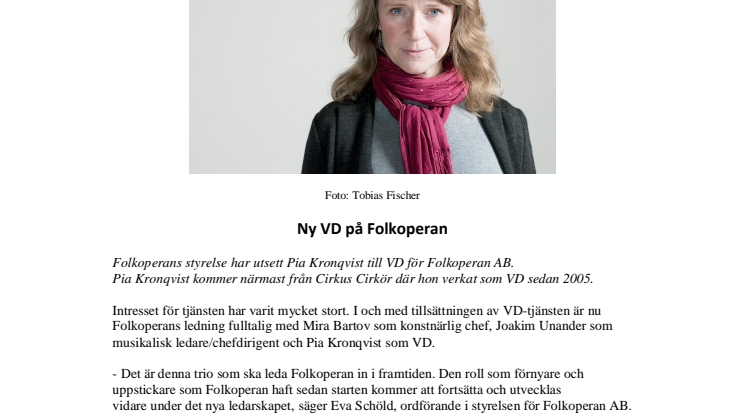 Ny VD på Folkoperan