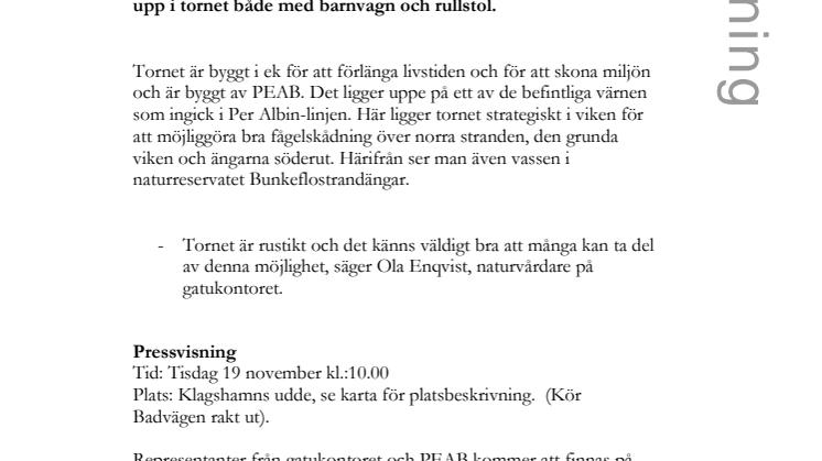 Kom och titta på stadens nya fågeltorn