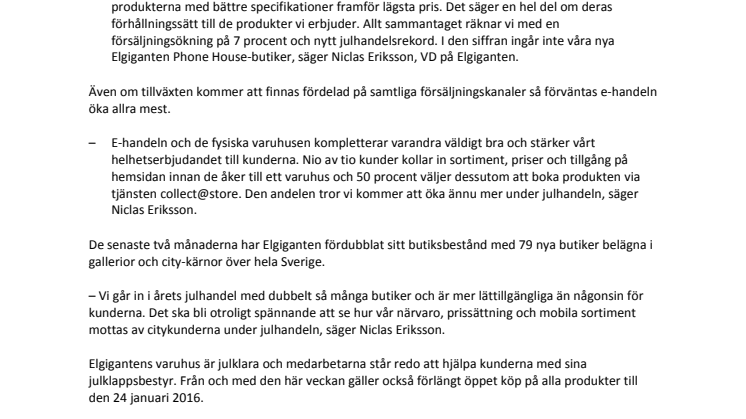 Elgiganten tror på nytt julhandelsrekord