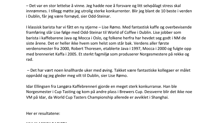 ​Norges kaffemestere 2016