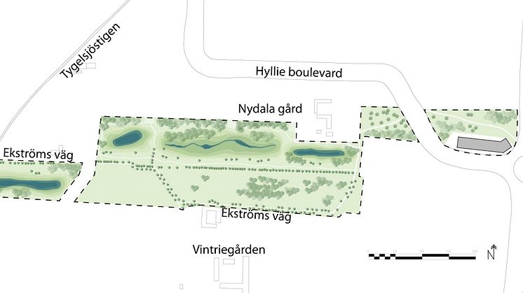 Naturstråk Vintrie – illustrationsplan. Illustration Malmö stad.