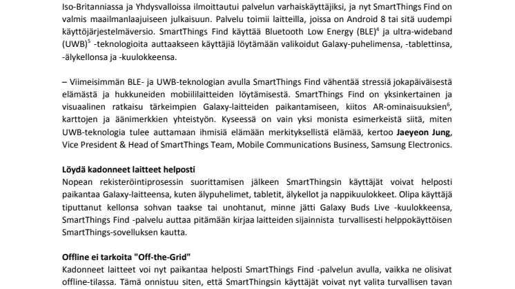 Samsung esittelee: SmartThings Find on uusi tapa löytää Galaxy-laitteet helposti ja nopeasti