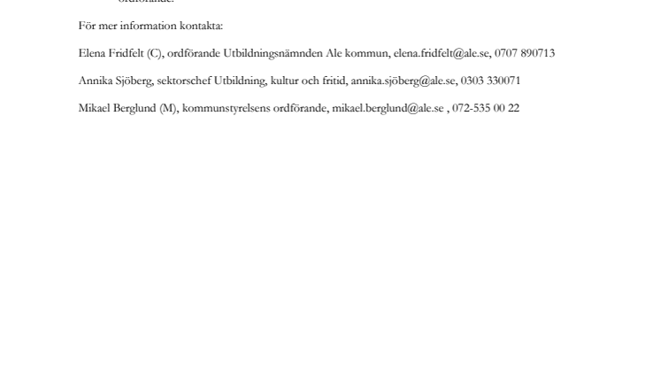 Ale gymnasiums framtid utreds