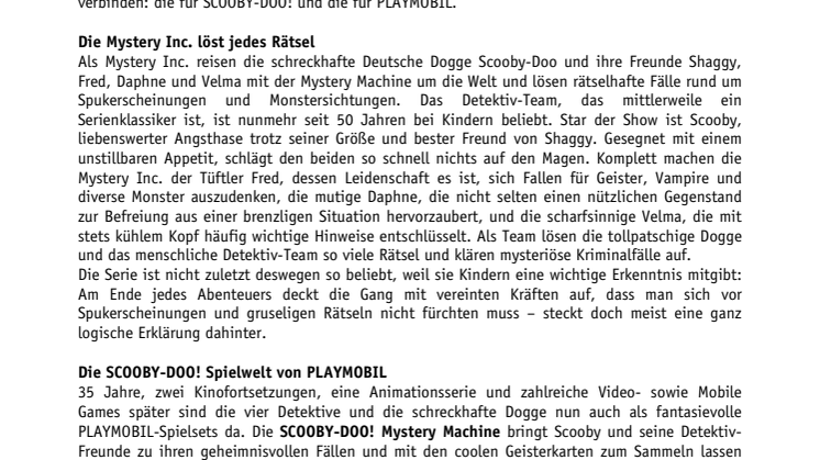 Scooby-Dooby-Dooooooo! Die Mystery Inc. löst gruselige Rätsel mit PLAYMOBIL