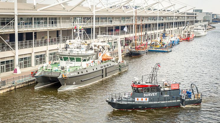 Photo from Oceanology International 2016, showing the Dockside Exhibition Area